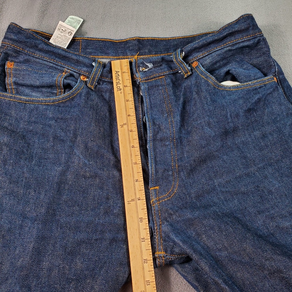 Levis 501 Original Fit Mens Jeans W34 L30(29)  Dark Wash Indigo Button Fly Denim - Picture 6 of 11